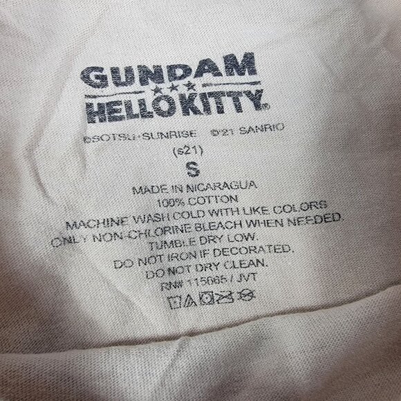 Gundam x Hello Kitty Collaboration Adults Small Beige T-Shirt Anime Casual - Picture 4 of 8